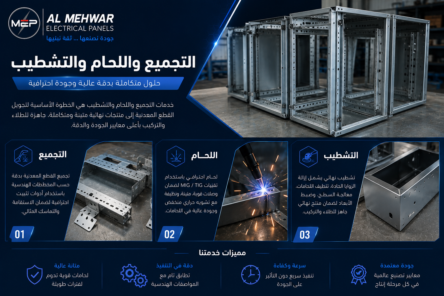 خدمة التجميع واللحام والتشطيب المعدني - المحور